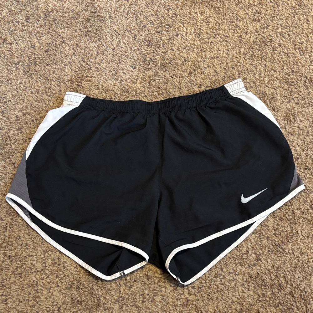 Nike Women's Black and White Athletic Shorts